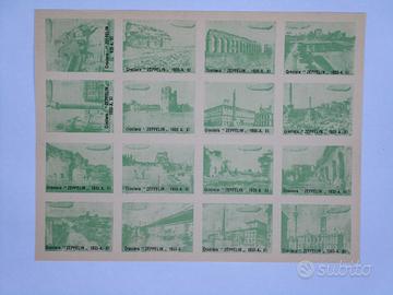 Foglio francobolli vignette Zeppelin volo Roma '33