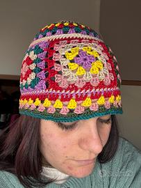 Cappello uncinetto cotone multicolor
