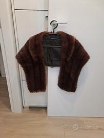 Stola in vera pelliccia di visone marrone scuro