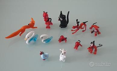 Lotto di 12 Animaletti in Vetro Murano Vintage