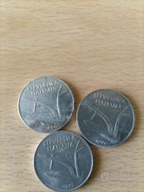 tre monete dieci lire spiga 1985/1990