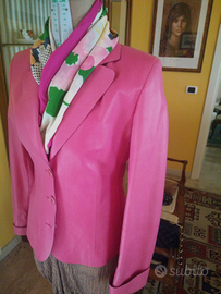 Giacca donna in pelle colore fucsia tg. 42
