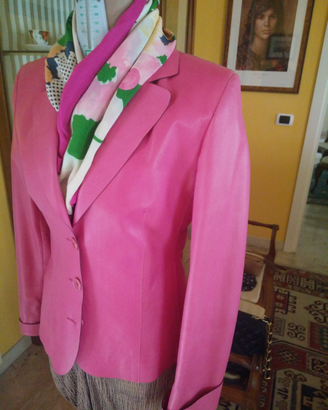 Giacca donna in pelle colore fucsia tg. 42
