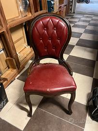 N.12 sedie in pelle bordeaux