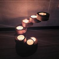 Porta candele lumini in legno naturale sno
