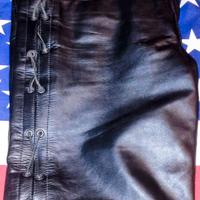 Jilet biker vera pelle pantaloni patch