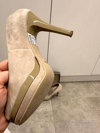 scarpe nero giardini con tacco beige numero 38