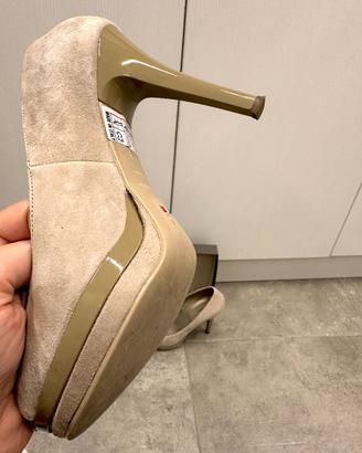 scarpe nero giardini con tacco beige numero 38
