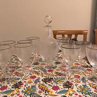 Set servizio vino bottiglia e 10 bicchieri cristal