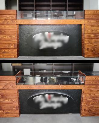 Bancone Per Negozio In Legno Con Vetrina Led