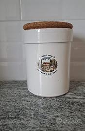 Contenitore barattolo ceramica bianca.