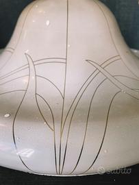 Lampadario Mid-Century, Art Deco, Bianco