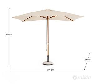 Ombrellone da giardino con base in cemento 
