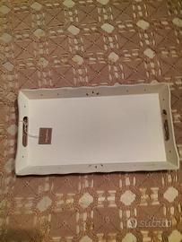 vassoio in legno laccato bianco 