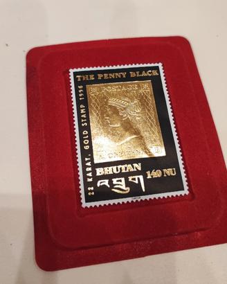 Francobollo Oro 22k Bhutan 1996 