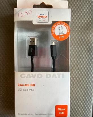 Cavo dati/caricatore 2 metri Micro usb nuovo