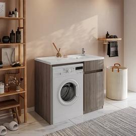 Mobile coprilavatrice 109x60 cm con anta rovere