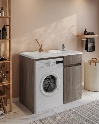 Mobile coprilavatrice 109x60 cm con anta rovere