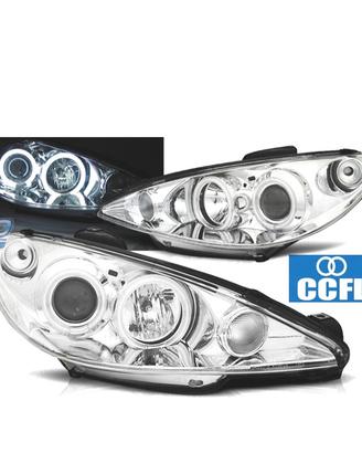FARI PEUGEOT 206 98-08 ANGEL EYES CCFL FONDO CROMA