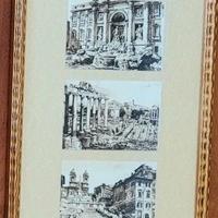 Quadro con cornice: disegni ad inchiostro di Roma