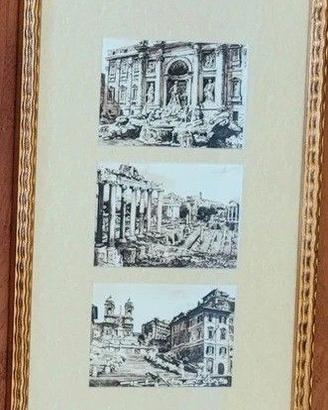 Quadro con cornice: disegni ad inchiostro di Roma