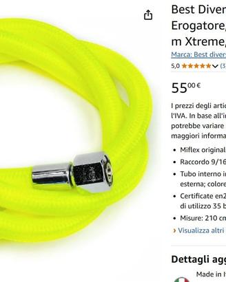 NUOVA !!! Frusta 210 cm Best Divers gialla