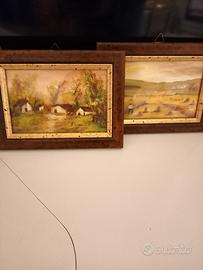 Coppia quadretti a tema rurale