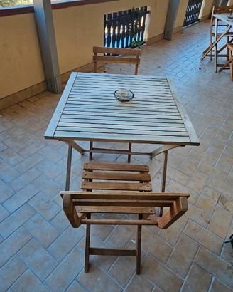 Tavolo+sedie legno pieghevoli giardino/esterno