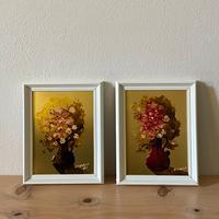 Set 2 dipinti/quadri con fiori