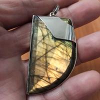 pendente Argento 925 labradorite giallo /verde