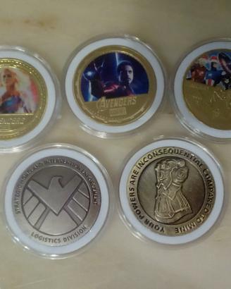 Monete Avengers placcate oro e color argento/oro