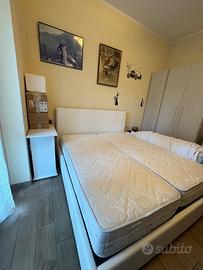 LETTO Matrimoniale Contenitore in Ecopelle Bianca