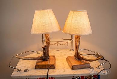 Coppia di Lampade Artigianali - corna di cervo