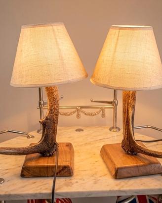 Coppia di Lampade Artigianali - corna di cervo