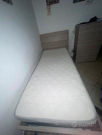 Letto singolo con contenitore e materasso