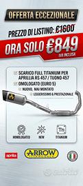 scarico completo arrow in titanio rs 457 tuono 457