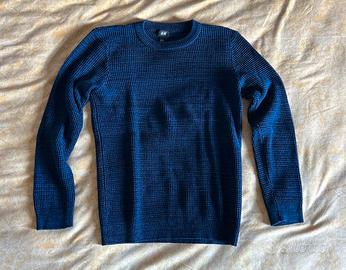 Maglioncino H&M Texture Nido d'Ape Blu/Nero Tg. XS
