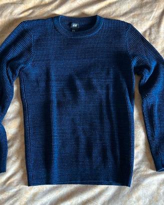 Maglioncino H&M Texture Nido d'Ape Blu/Nero Tg. XS
