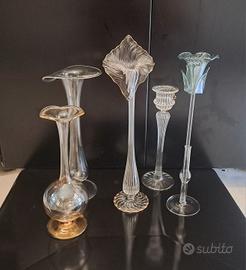 collezione 5 candelabri vetro soffiato Murano 