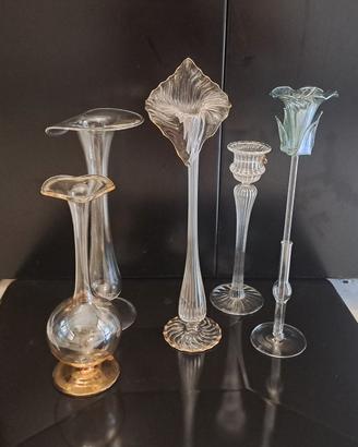 collezione 5 candelabri vetro soffiato Murano 