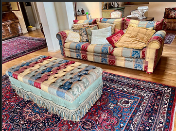 ESCLUSIVOdivanoC/POUFstileCHESTERFIELDpatchwork