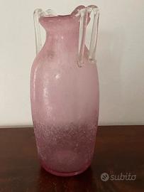 Vaso Anfora in vetro di Murano acidato Rosa