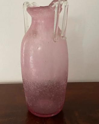 Vaso Anfora in vetro di Murano acidato Rosa