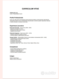 Annuncio lavoro cuoco con 20 anni di esperienza