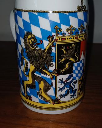 Boccale birra vintage in ceramica e peltro-Bavaria