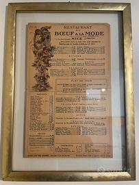 Stampa menu francese 1940