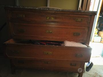 comò con lastra di marmo grigio