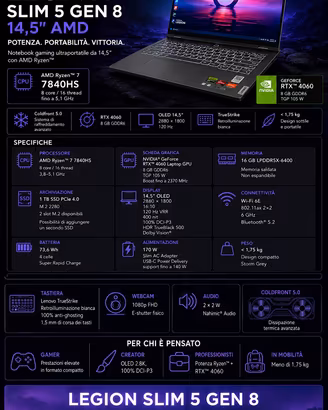 Lenovo Legion 5 14.5" OLED Ryzen 7, RTX 4060 pro