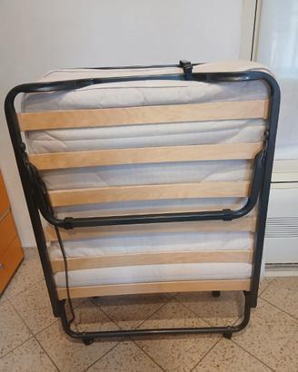 LETTO PIEGHEVOLE CON MATERASSO E ROTELLE  80X190CM