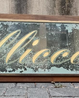 insegna VINTAGE vetro PELLICCERIA 